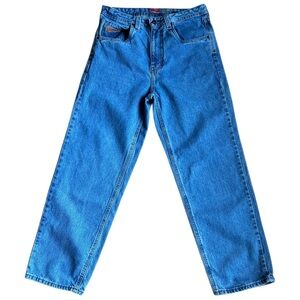 Empyre Jeans Mens 30 Light Wash Blue Baggy Straight Y2K Denim Embroidered Logo